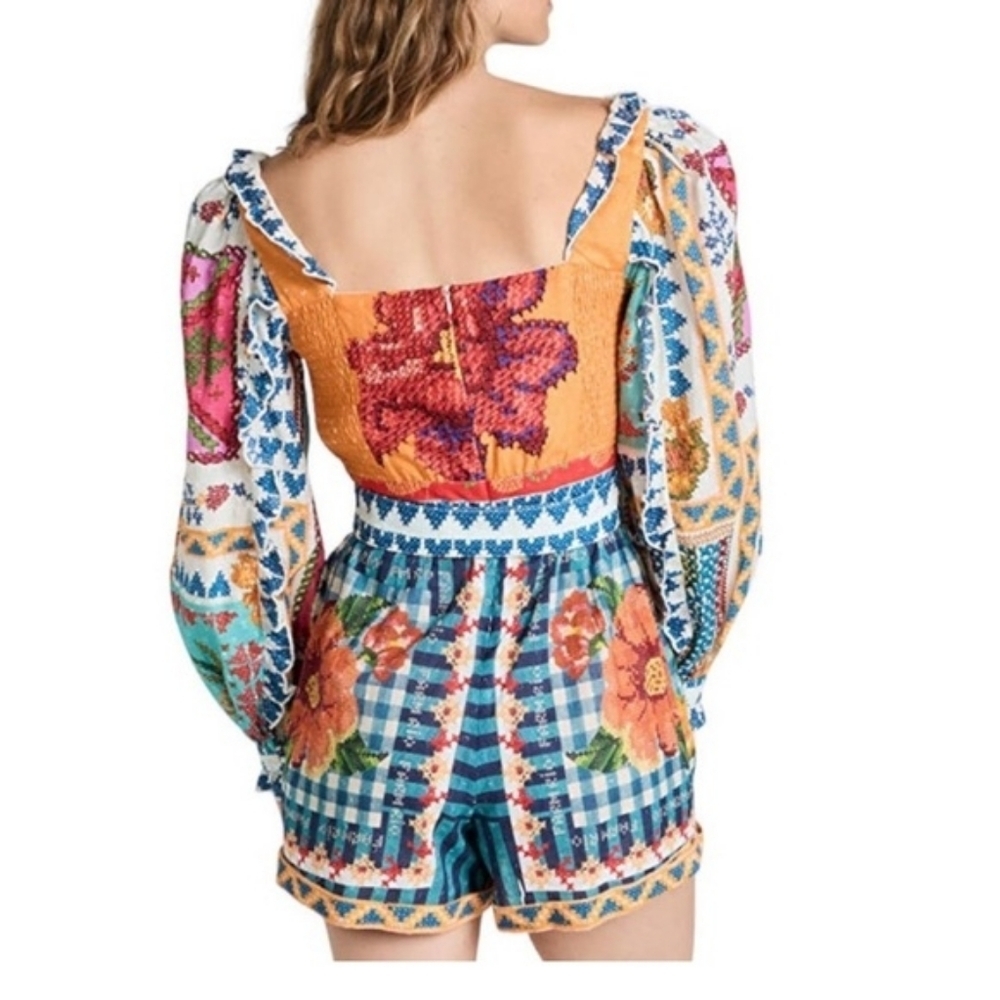 FARM RIO SUMMER STITCHES Belted PATCHWORK ROMPER - Picture 3 of 3